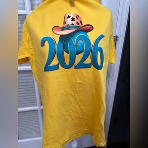 NEW Yellow Shirt with 2026 Cowboy Hat Design